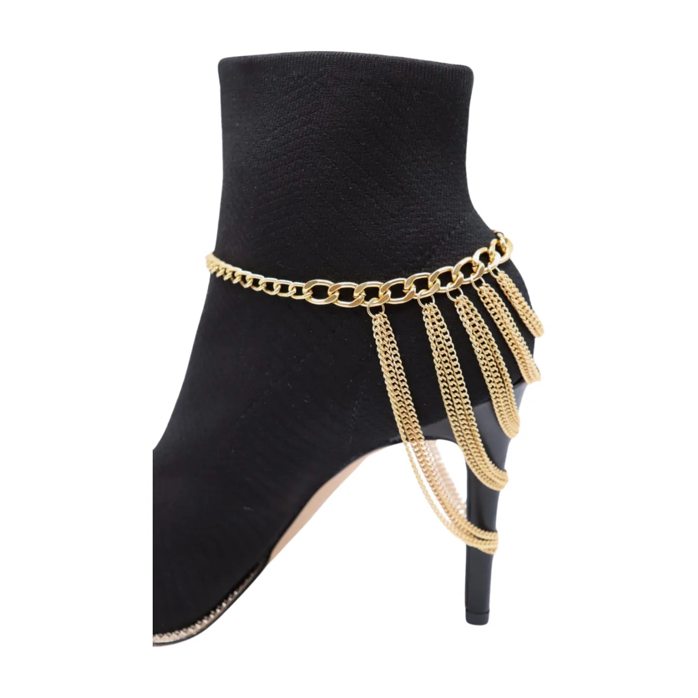 Women Gold Metal Chain Boot Bracelet Shoe Multi Strand Charm Anklet