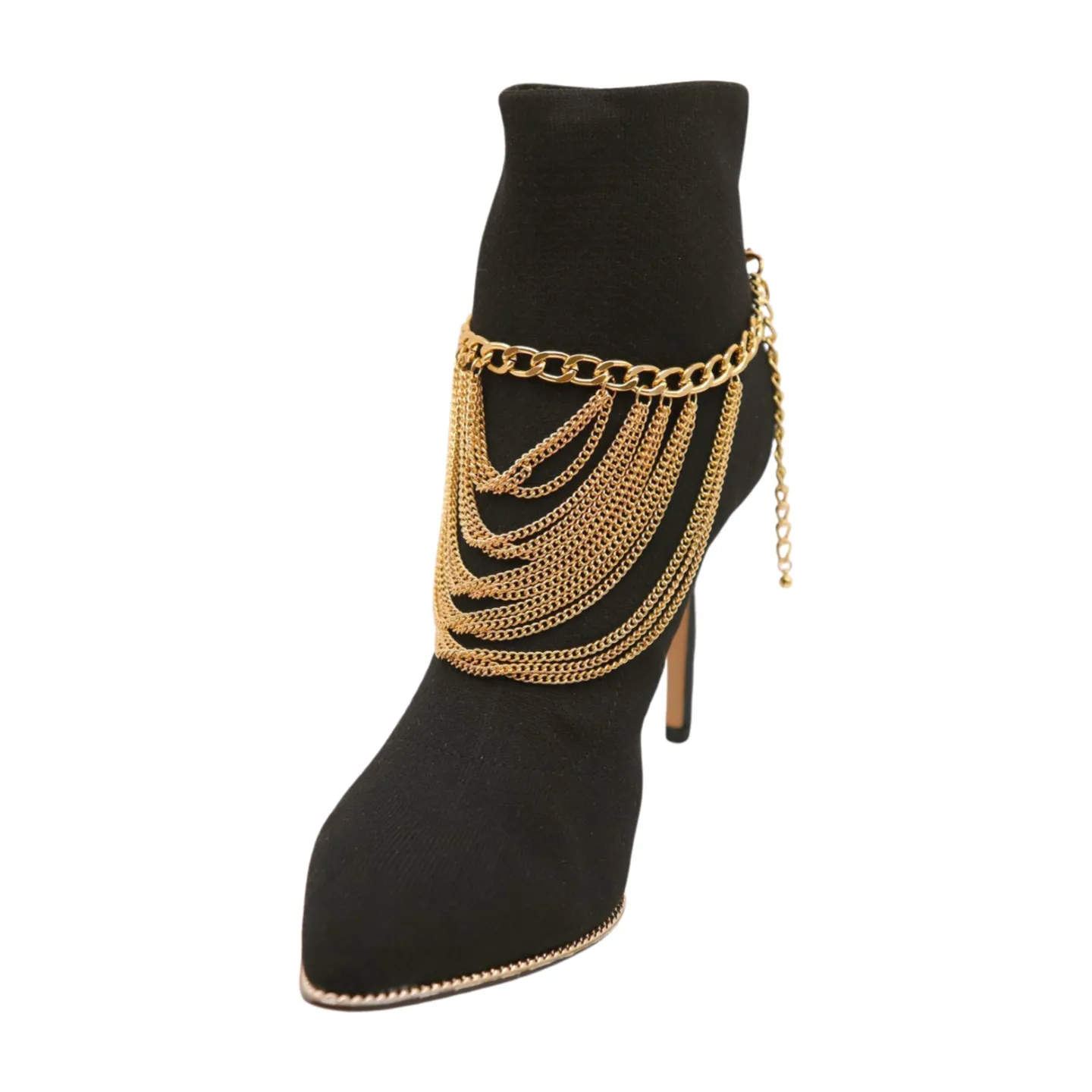 Women Gold Metal Chain Boot Bracelet Shoe Multi Strand Charm Anklet