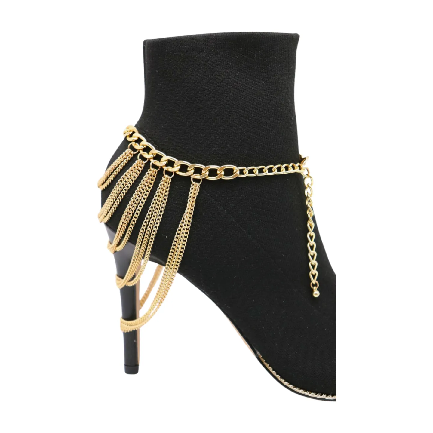 Women Gold Metal Chain Boot Bracelet Shoe Multi Strand Charm Anklet