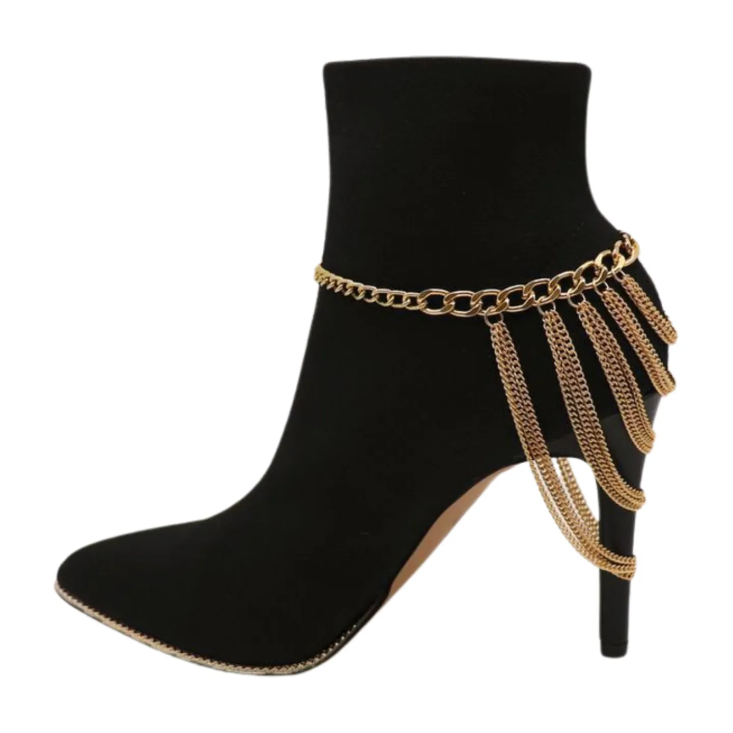 Women Gold Metal Chain Boot Bracelet Shoe Multi Strand Charm Anklet