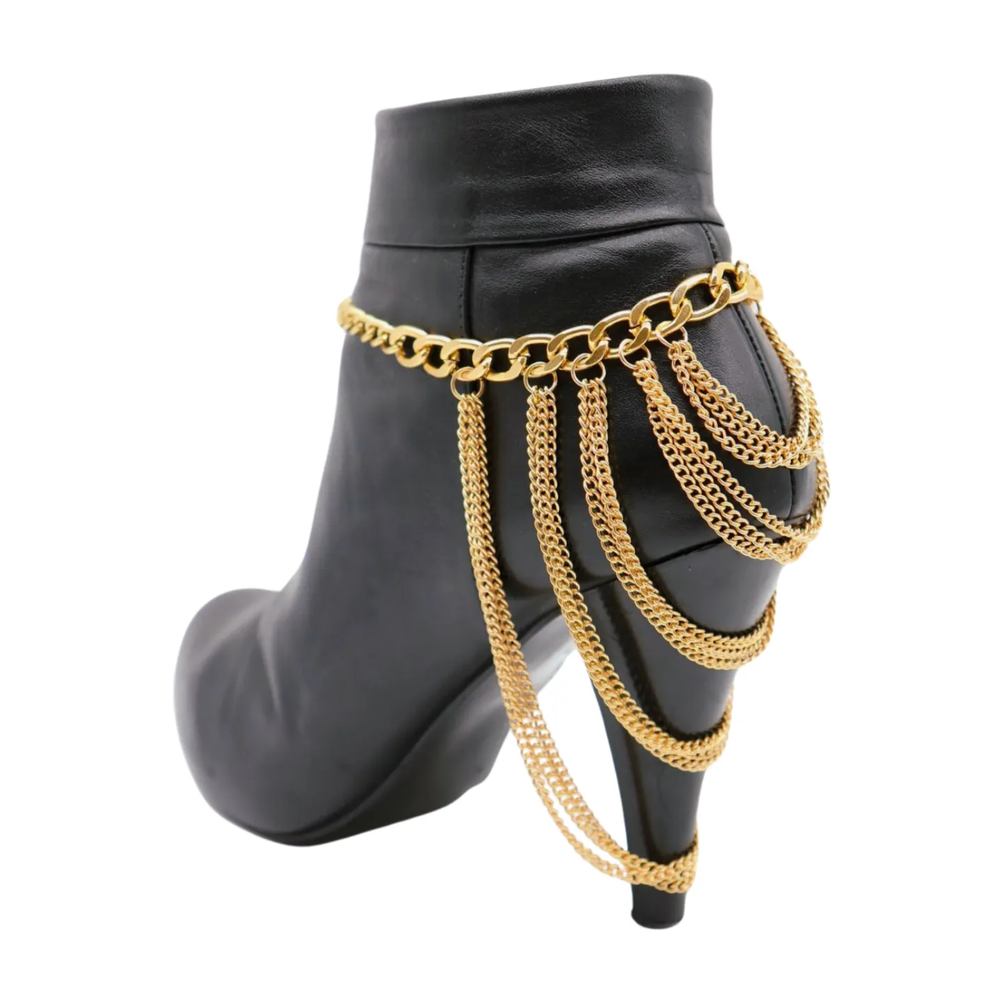 Women Gold Metal Chain Boot Bracelet Shoe Multi Strand Charm Anklet