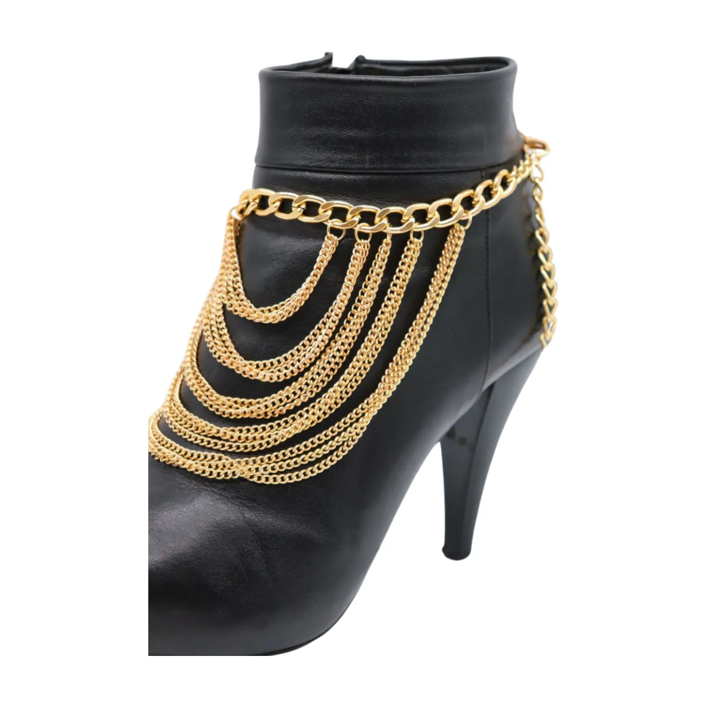 Women Gold Metal Chain Boot Bracelet Shoe Multi Strand Charm Anklet