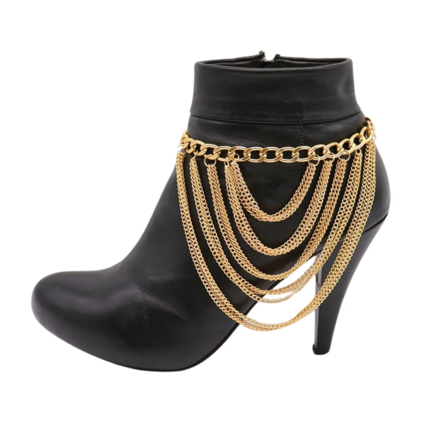 Women Gold Metal Chain Boot Bracelet Shoe Multi Strand Charm Anklet