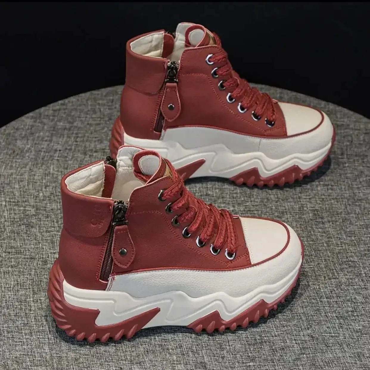 Women The New Platform Sneakers Black Shoes Spring Autumn Genuine Leather Trainers Keep Warm Fashion Boots Winter Booties botas