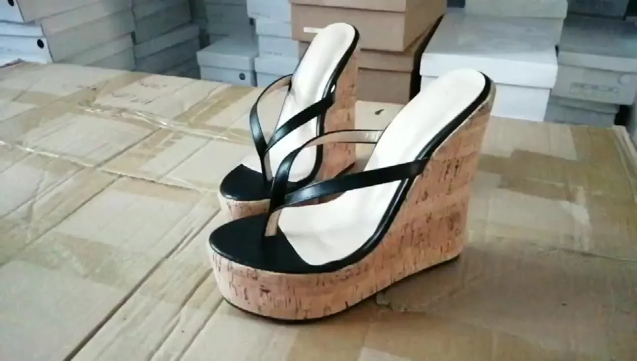 Women Wedges Slippers Sexy Super High Heels Large  Platform Wedges Pinch slippers Mules Slippers Shoes Women Sandals