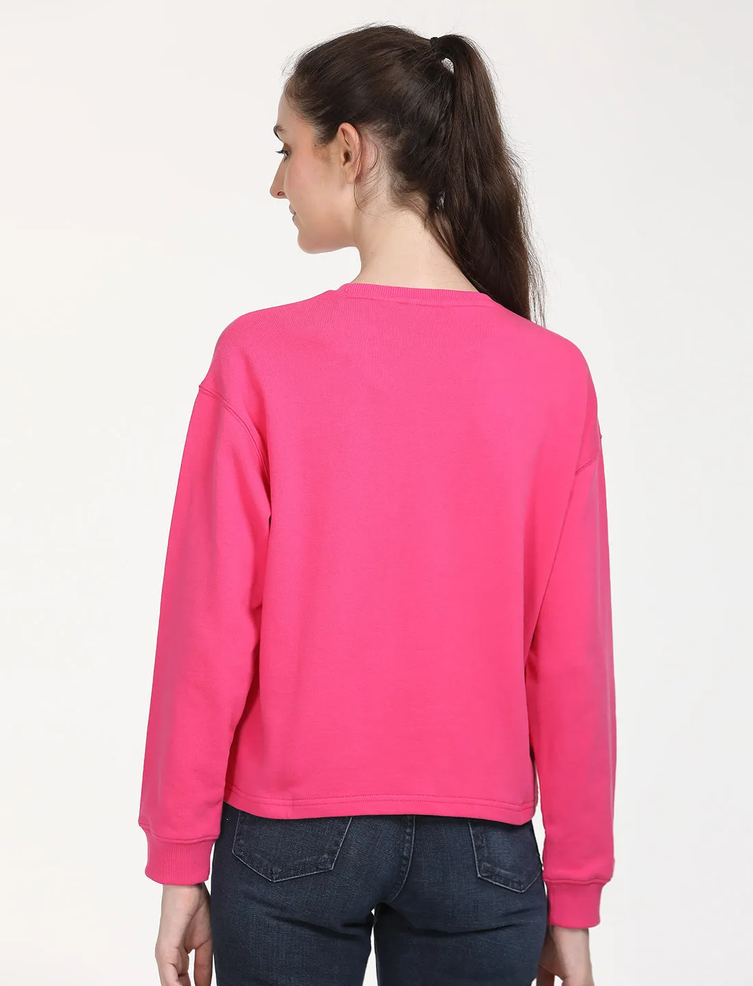 Women's Brand Logo Pink Crew Neck Sweatshirt