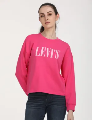 Women's Brand Logo Pink Crew Neck Sweatshirt