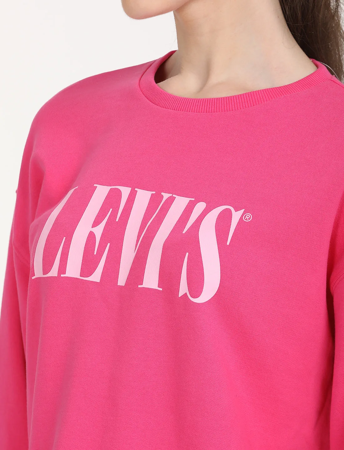 Women's Brand Logo Pink Crew Neck Sweatshirt