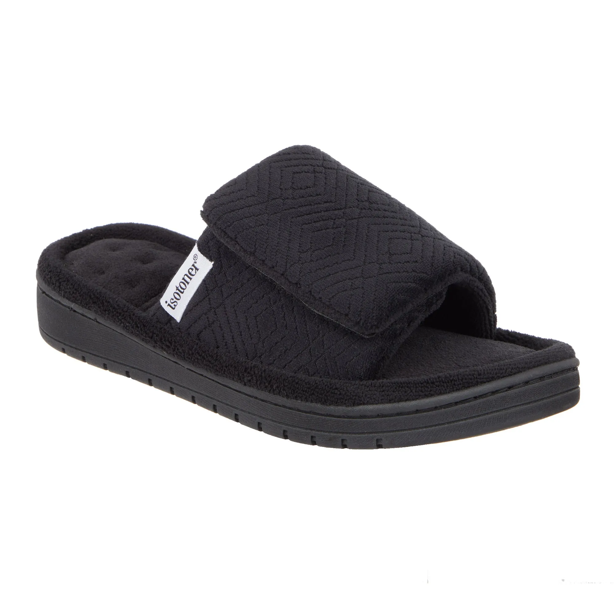 Women's Diamond Microterry Gemma Adjustable Slide Slipper with Memory Foam