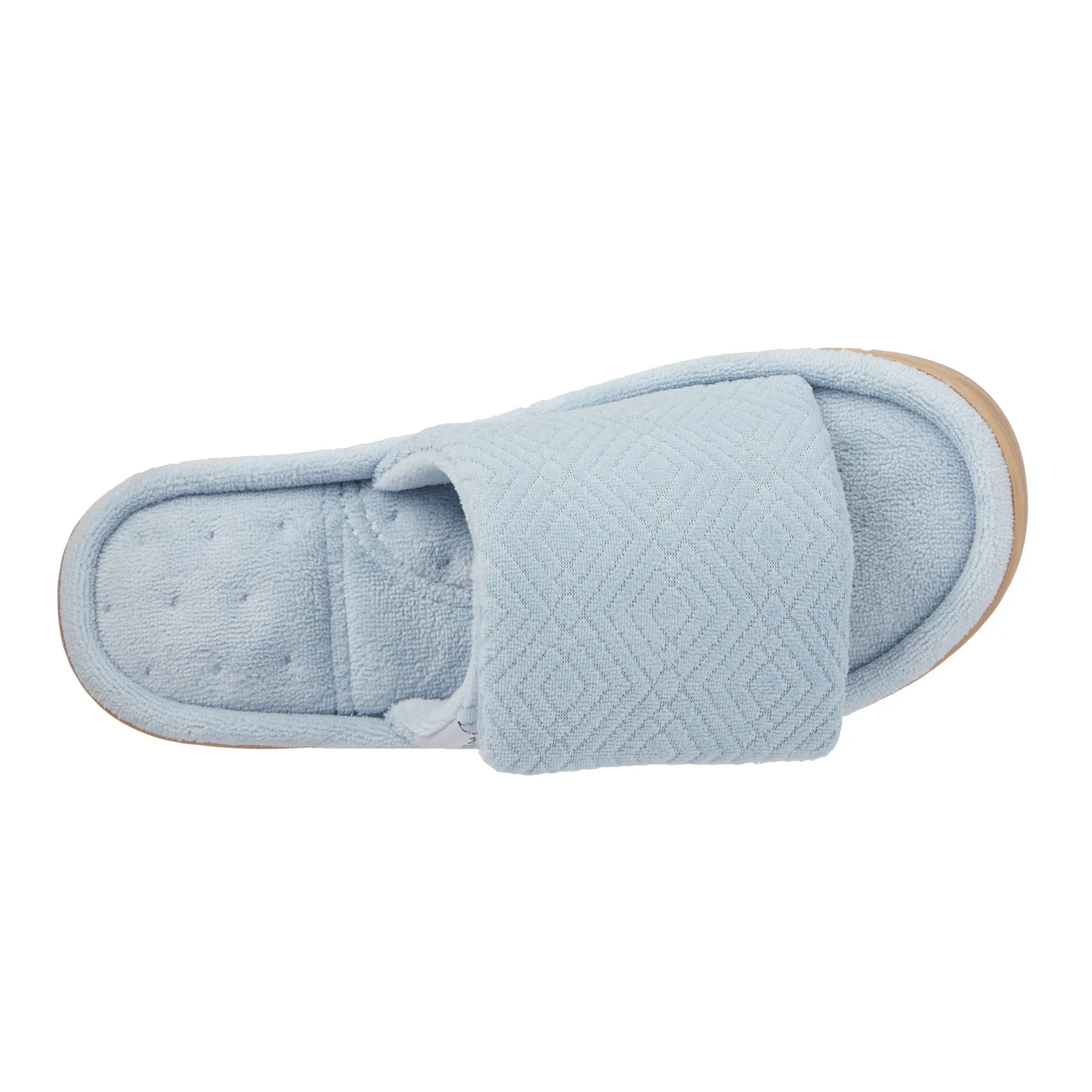 Women's Diamond Microterry Gemma Adjustable Slide Slipper with Memory Foam