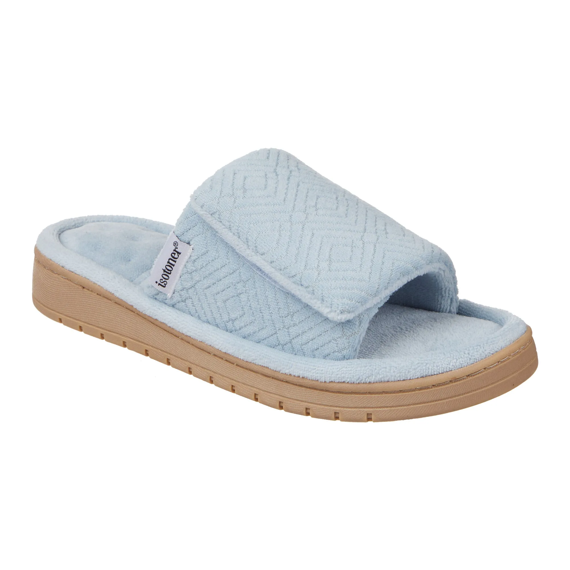 Women's Diamond Microterry Gemma Adjustable Slide Slipper with Memory Foam