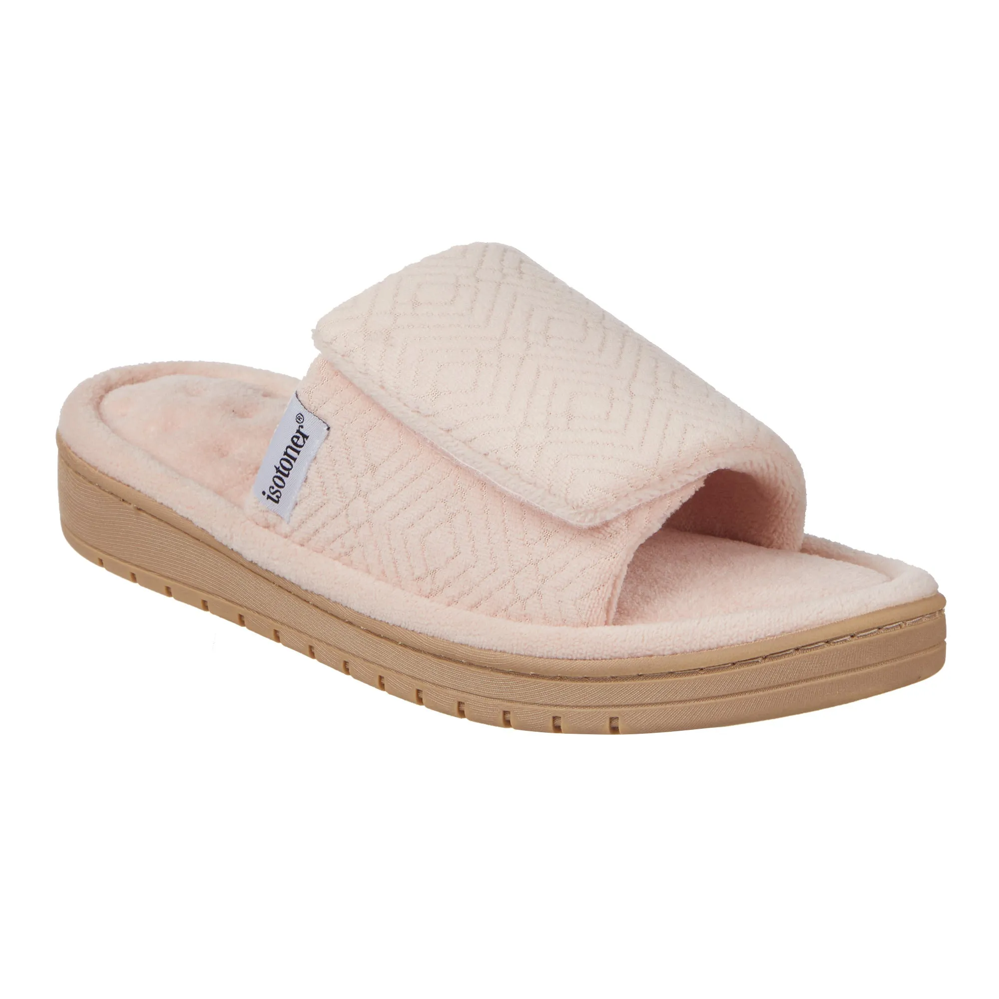 Women's Diamond Microterry Gemma Adjustable Slide Slipper with Memory Foam
