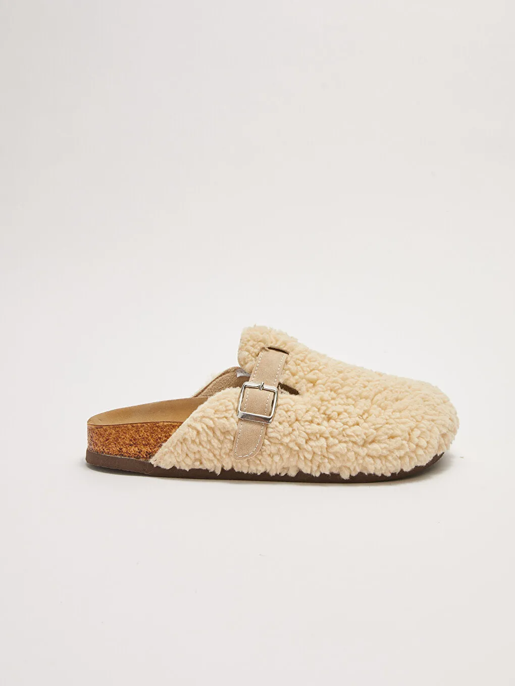 Women's House Slippers with Buckle and Plush Detail
