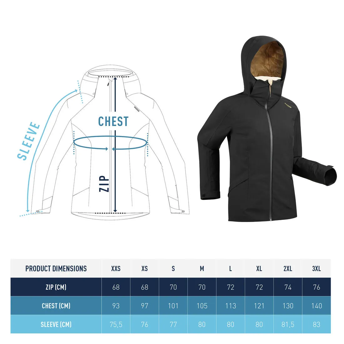 WOMEN’S WARM SKI JACKET - 500
